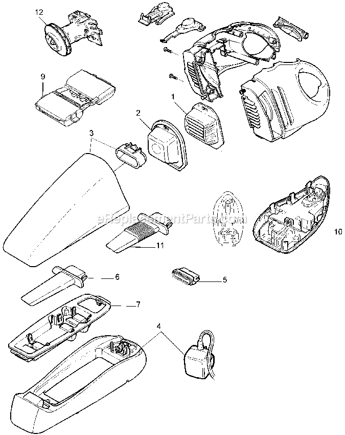 Black and Decker V9650 (Type 1) Dustbuster Power Tool Page A Diagram